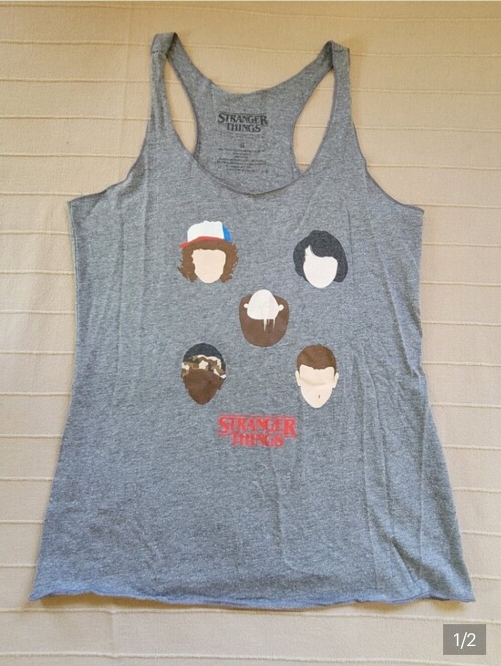 Stranger Things Women’s Gray Graphic Racerback Tank Top